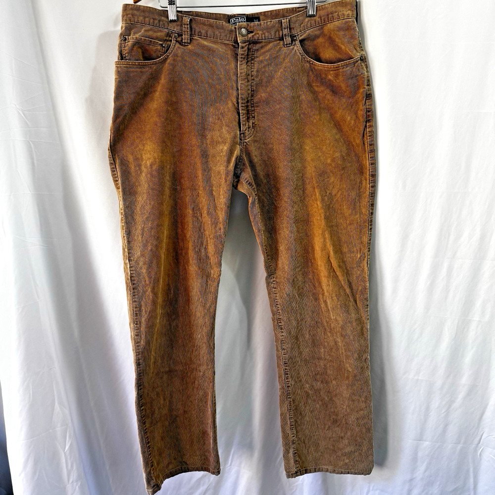 Polo Ralph Lauren Pants Mens 38x30 Brown Corduroy USA 90s Classic EUC Preppy